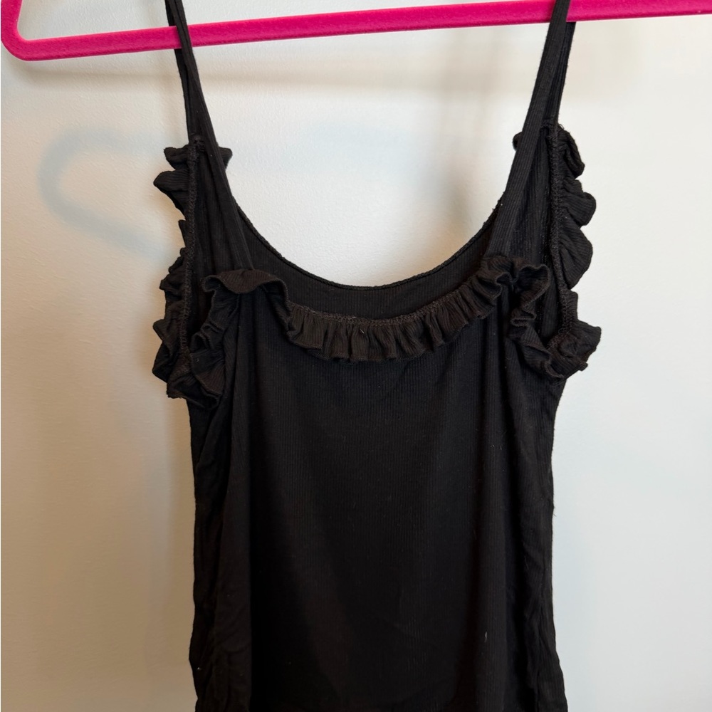 Black Ruffle-Trim Tank - Picture 2 of 3